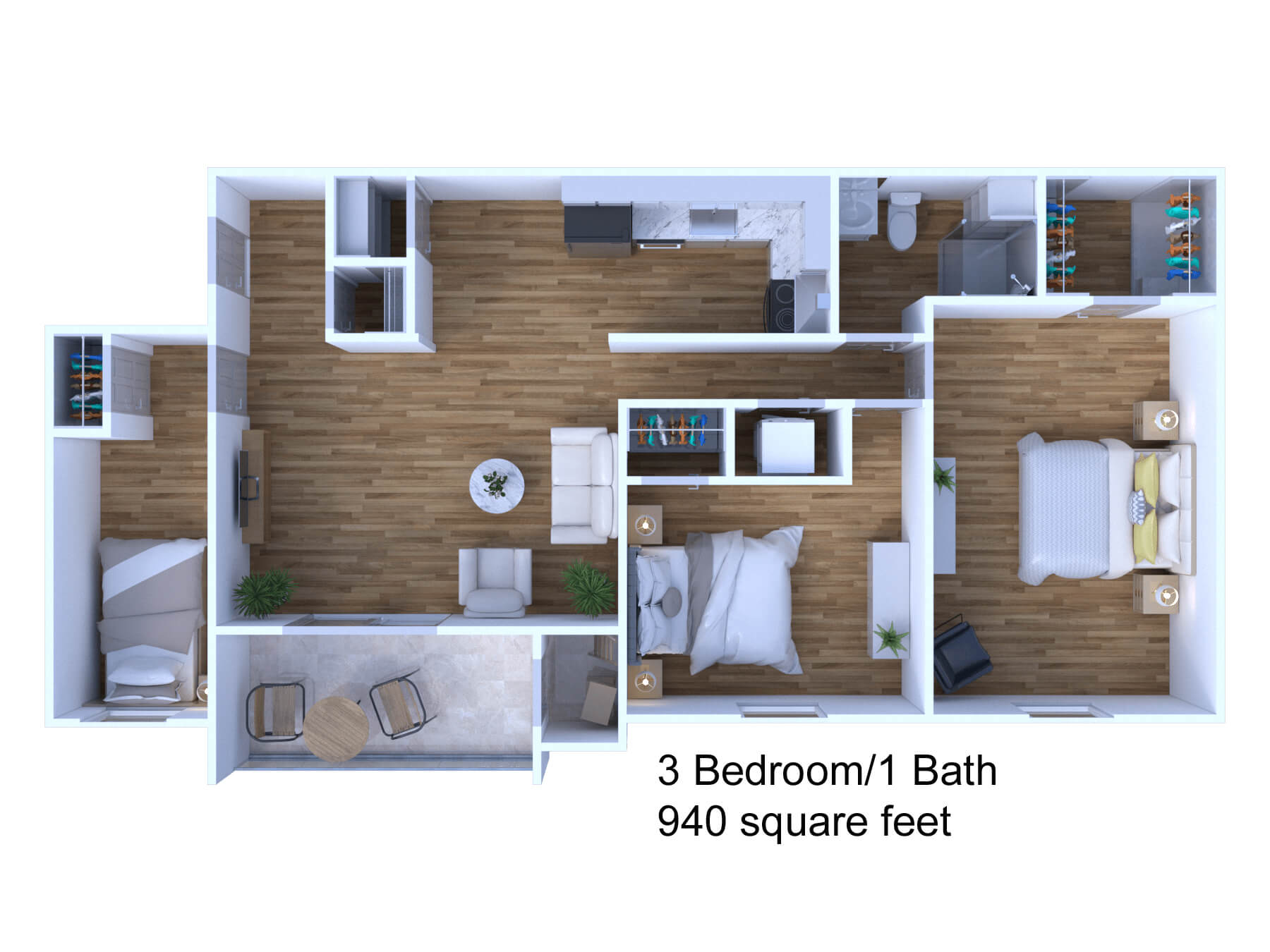 3 BEDS / 1 BATH