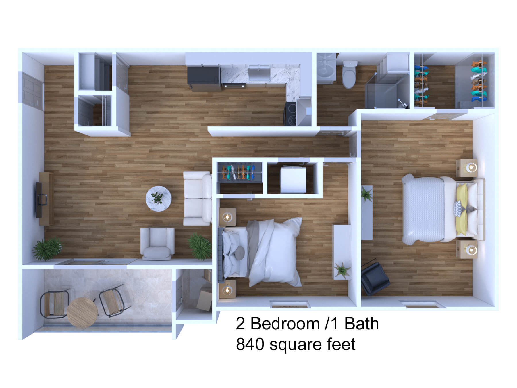 2 BEDS / 1 BATH